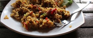 Arroz con carne de soya